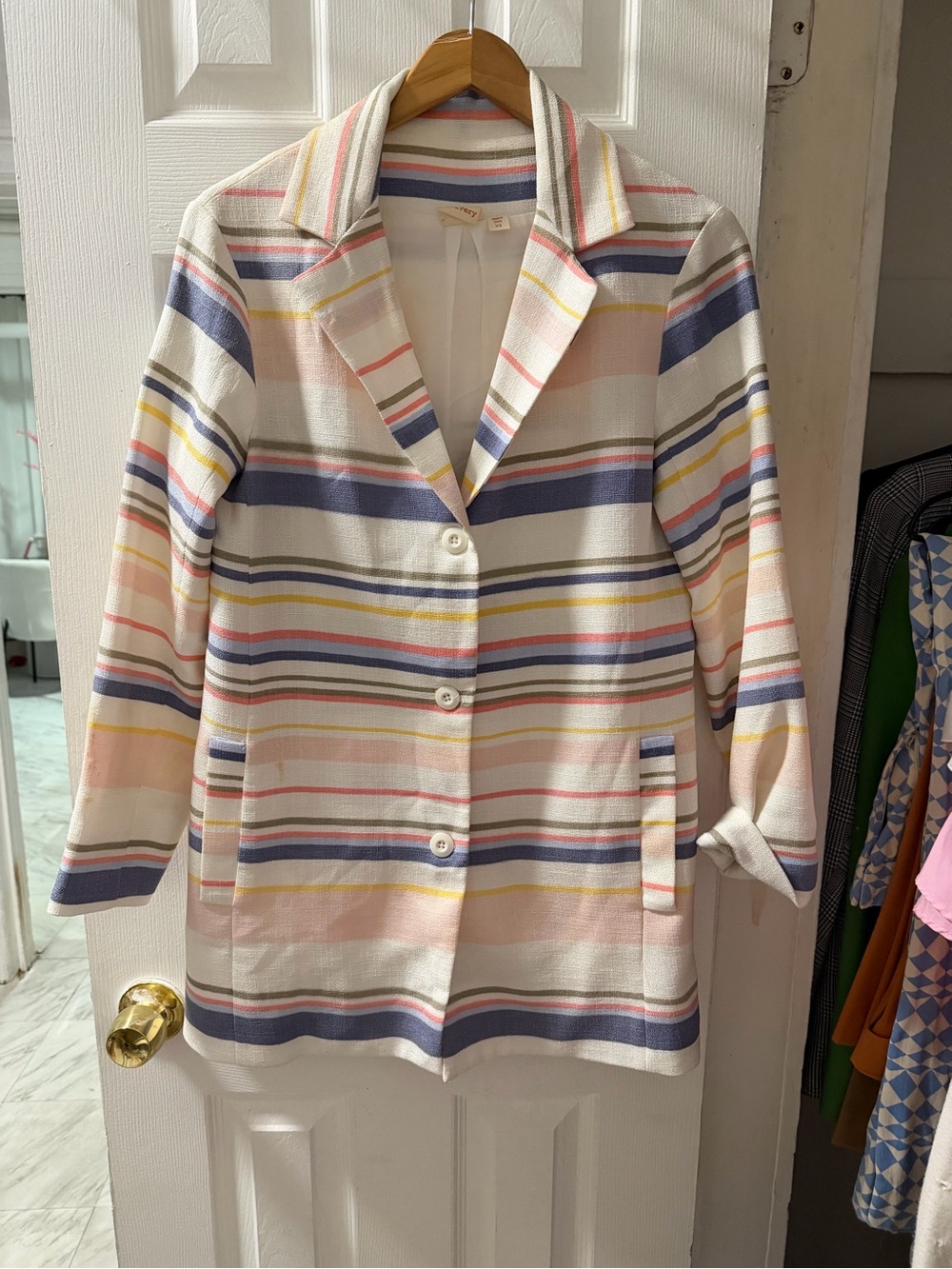 Women's Striped Pastel Blazer Jacket